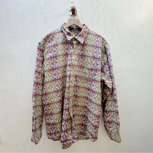 VINTAGE ROYAL ROBBINS || Men’s New Mexico Aztec Print Buttoned Shirt LS Large - Picture 1 of 11